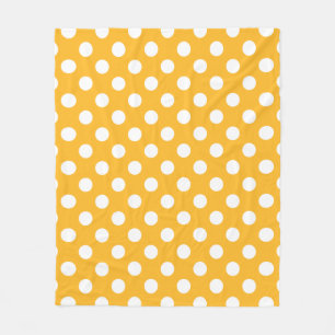 Manta Polar Pos de polka blanca sobre amarillo