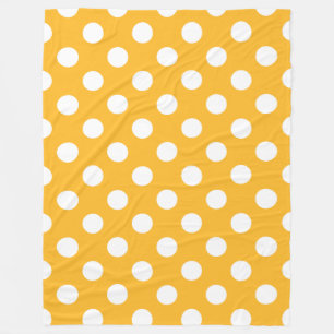 Manta Polar Pos de polka blanca sobre amarillo