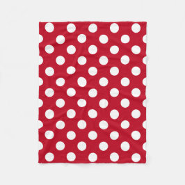Manta Polar Pos de polka blanca sobre rojo