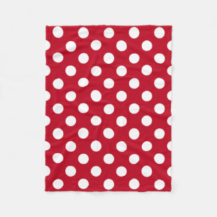 Manta Polar Pos de polka blanca sobre rojo