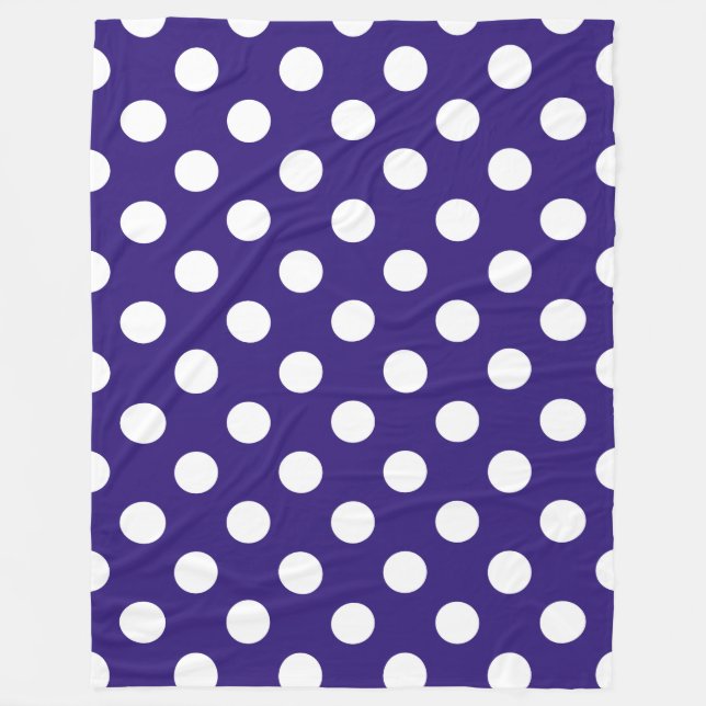 Manta Polar Pos de polka blanco sobre azul oscuro (Anverso)
