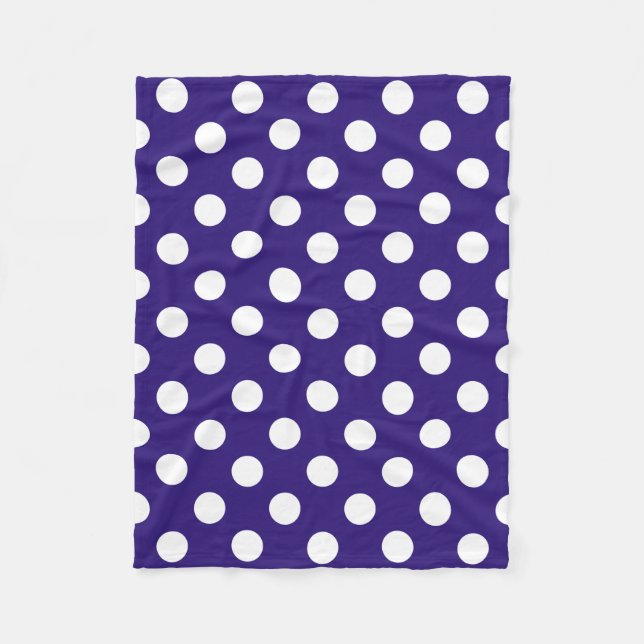 Manta Polar Pos de polka blanco sobre azul oscuro (Anverso)