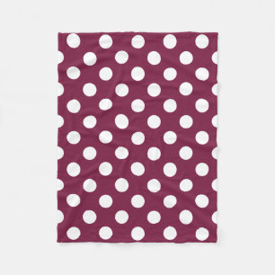 Manta Polar Pos de polka blanco sobre burdeos