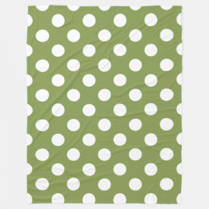 Manta Polar Pos de polka blanco sobre el verde oliva