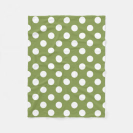 Manta Polar Pos de polka blanco sobre el verde oliva