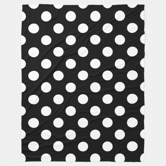 Manta Polar Pos de polka blanco sobre negro (Anverso)