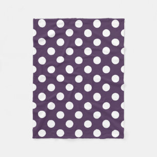Manta Polar Pos de polka blanco sobre púrpura de ciruela