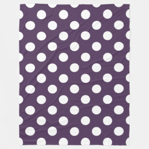 Manta Polar Pos de polka blanco sobre púrpura de ciruela