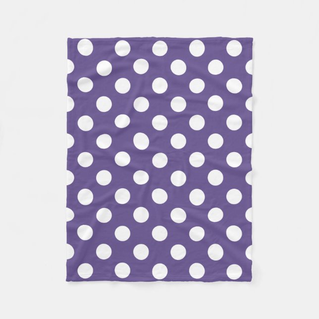 Manta Polar Pos de polka blanco sobre ultravioleta (Anverso)