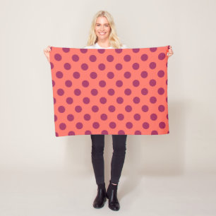 Manta Polar Pos de polka de coral rojo y vivo