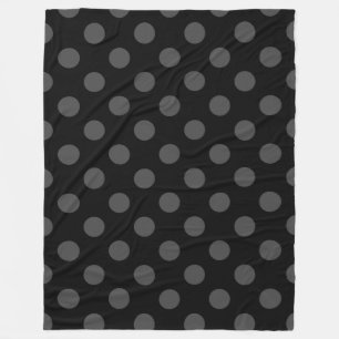 Manta Polar Pos de polka gris sobre negro