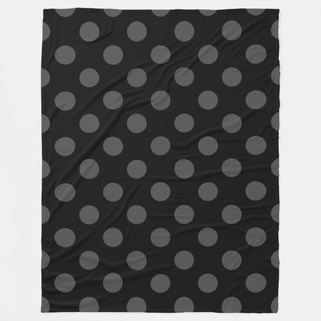 Manta Polar Pos de polka gris sobre negro (Anverso)