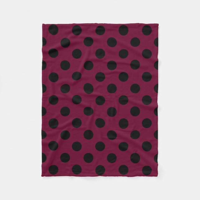 Manta Polar Pos de polka negro en burdeos (Anverso)