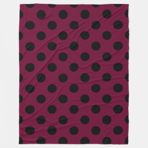 Manta Polar Pos de polka negro en burdeos