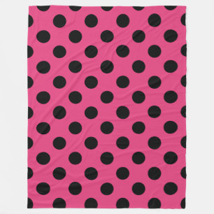 Manta Polar Pos de polka negro en fucsia