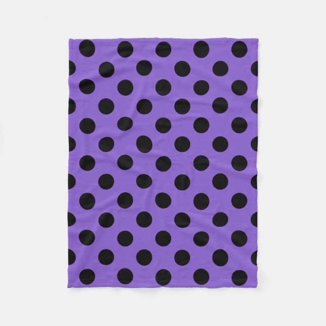 Manta Polar Pos de polka negro sobre lavanda (Anverso)