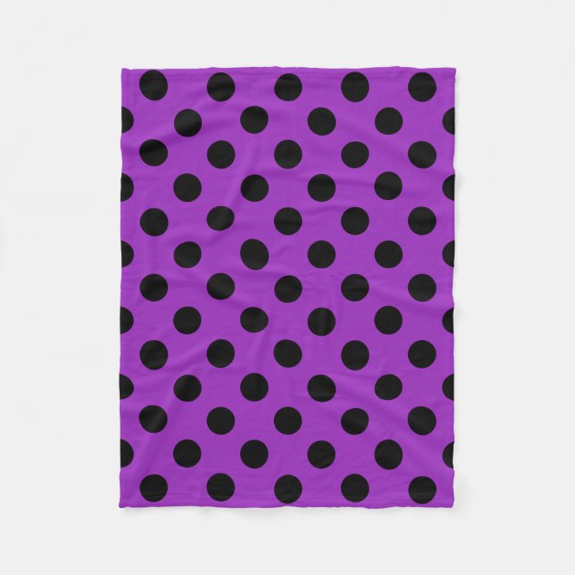 Manta Polar Pos de polka negro sobre morado (Anverso)