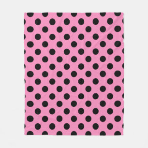 Manta Polar Pos de polka negro sobre rosa