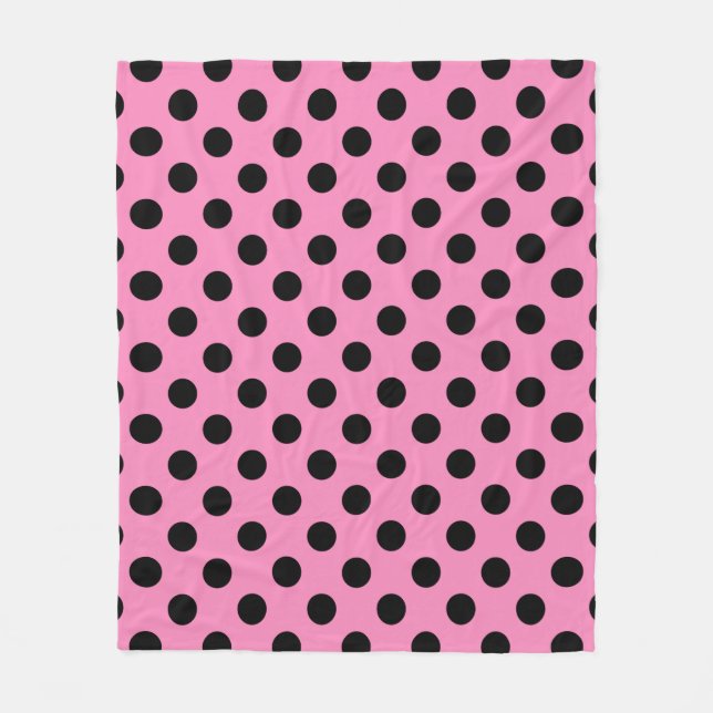 Manta Polar Pos de polka negro sobre rosa (Anverso)