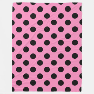 Manta Polar Pos de polka negro sobre rosa