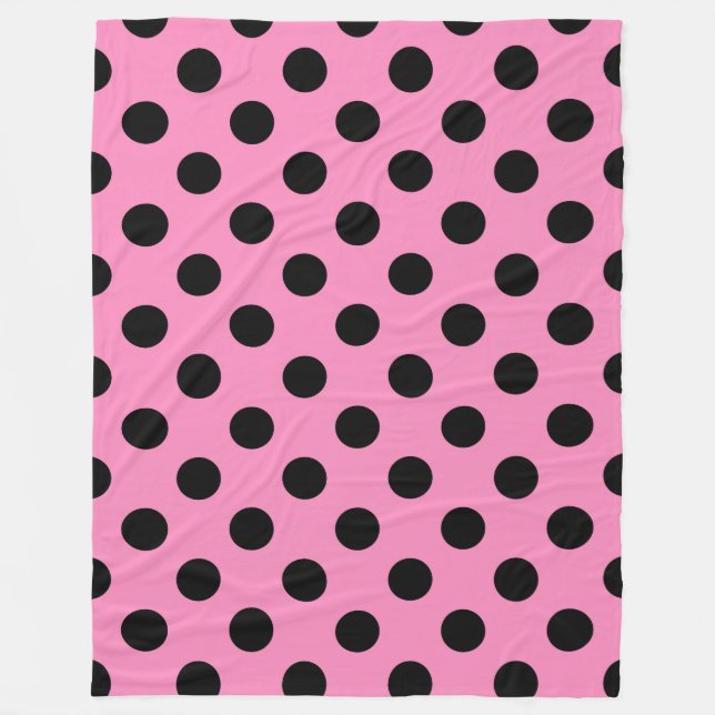 Manta Polar Pos de polka negro sobre rosa (Anverso)