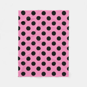 Manta Polar Pos de polka negro sobre rosa