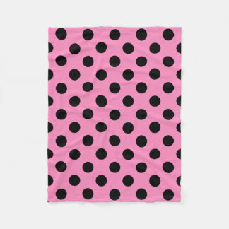 Manta Polar Pos de polka negro sobre rosa