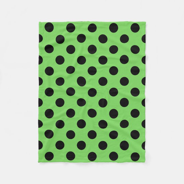 Manta Polar Pos de polka negro sobre verde lima (Anverso)