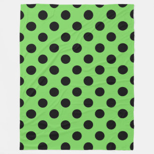 Manta Polar Pos de polka negro sobre verde lima