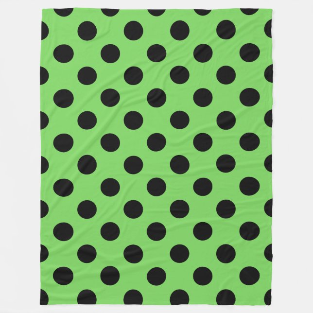 Manta Polar Pos de polka negro sobre verde lima (Anverso)