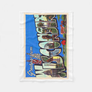 Manta Polar Postal de la carta grande del estado de Wisconsin