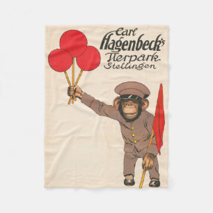 Manta Polar Poster De Circo Vintage De Un Mono Con Globos