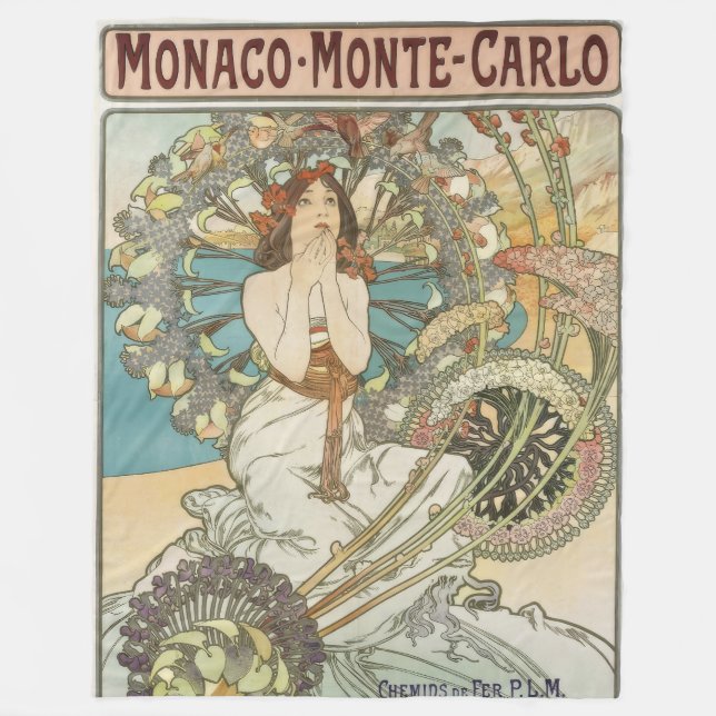 Manta Polar Poster de Mont-Carlo por Alphonse Mucha (Anverso)