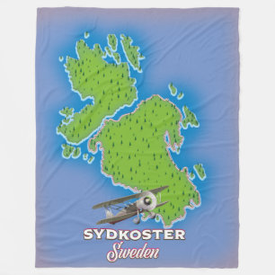 Manta Polar Póster de viaje de mapa antiguo de Sydkoster Sueci