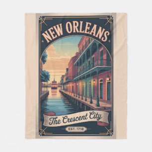 Manta Polar Póster de viaje retro de Nueva Orleans Luisiana Vi