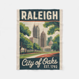 Manta Polar Póster de viaje retro de Raleigh Carolina del Nort