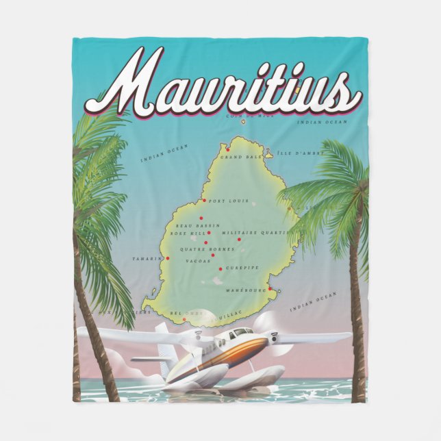 Manta Polar Poster de viajes mauriciano (Anverso)