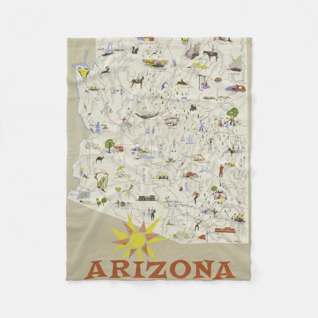 Manta Polar Poster de Viajes Vintage Arizona Blanket (Anverso)