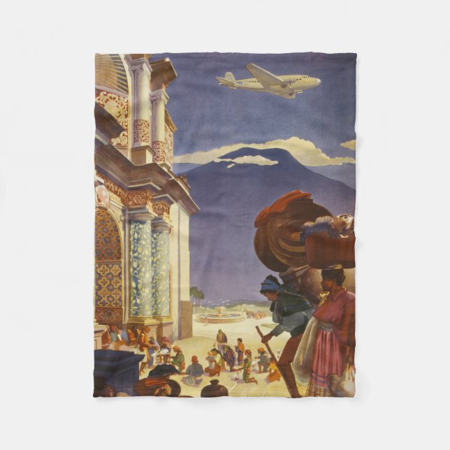 Manta Polar Poster De Viajes Vintage De Guatemala (Anverso)