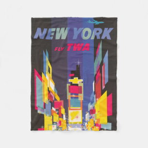 Manta Polar Poster de Viajes Vintage, Fly Twa, Nueva York