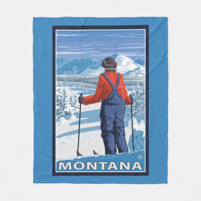Manta Polar Poster del viaje de AdmiringMontanaVintage del (Anverso)