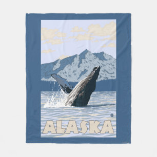 Manta Polar Poster del viaje del vintage de la ballena de