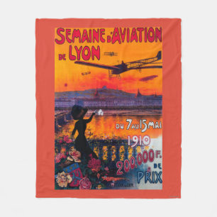 Manta Polar Poster del vintage del De Lyon de la aviación del