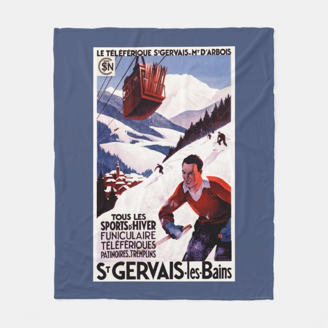 Manta Polar Poster ferroviario del promo del teleférico de la (Anverso)