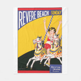 Manta Polar Póster nostálgico del carrusel de Revere Beach vin