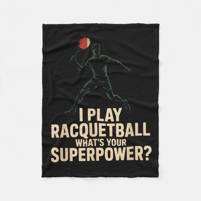 Manta Polar Póster retro divertido de superpoder de raquetbol  (Anverso)