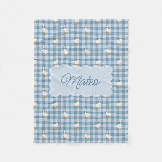 Manta Polar Powder Blue Gingham Goose Buffalo Check Custom Nam (Anverso)