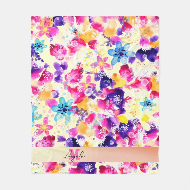 Manta Polar Pradera de flores silvestres shabby (Anverso)