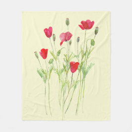 Manta Polar Pradera de verano de amapolas rojas, flores silves