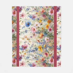 Manta Polar Prado de flores silvestres rosa, rojo, amarillo, p
